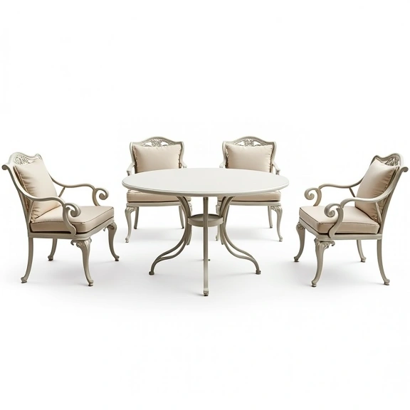 Juego de Jardín Chateaux | Mesa Redonda 0,80 Ø + 2 Sillones | Fundición de Aluminio Juego de Jardín Chateaux | Mesa Redonda 0,80 Ø + 2 Sillones | Fundición de Aluminio