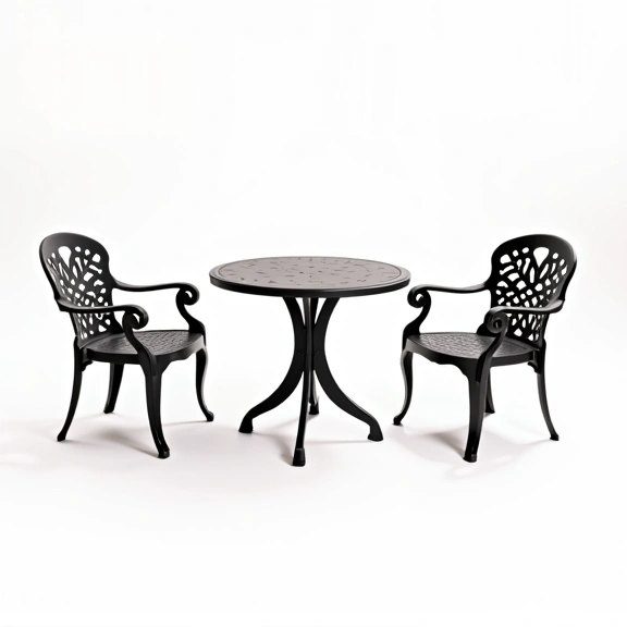 Juego de Jardín Chateaux | Mesa Redonda 0,80 Ø + 2 Sillones | Fundición de Aluminio Juego de Jardín Chateaux | Mesa Redonda 0,80 Ø + 2 Sillones | Fundición de Aluminio