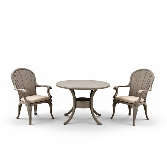Juego de Jardín Chateaux | Mesa Redonda 0,80 Ø + 2 Sillones | Fundición de Aluminio Juego de Jardín Chateaux | Mesa Redonda 0,80 Ø + 2 Sillones | Fundición de Aluminio