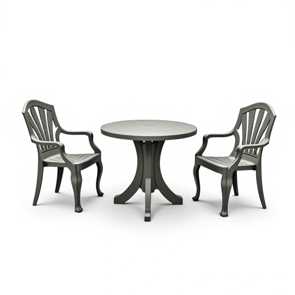 Juego de Jardín Chateaux | Mesa Cuadrada 1x1m  + 4 Sillones | Fundición de Aluminio