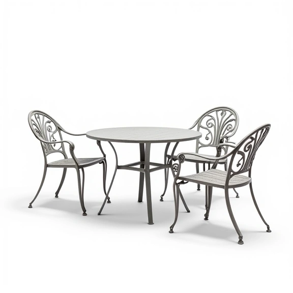 Juego de Jardín Rosa | Mesa Redonda 0,55 Ø + 2 Sillas | Fundición de Aluminio Juego de Jardín Rosa | Mesa Redonda 0,55 Ø + 2 Sillas | Fundición de Aluminio