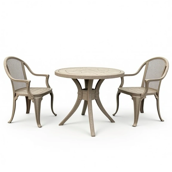 Juego de Living Boston | Mesa Ratona 0,53 m. Ø + 1 Sillón Doble + 2 Sillones Simples | Fundición de Aluminio