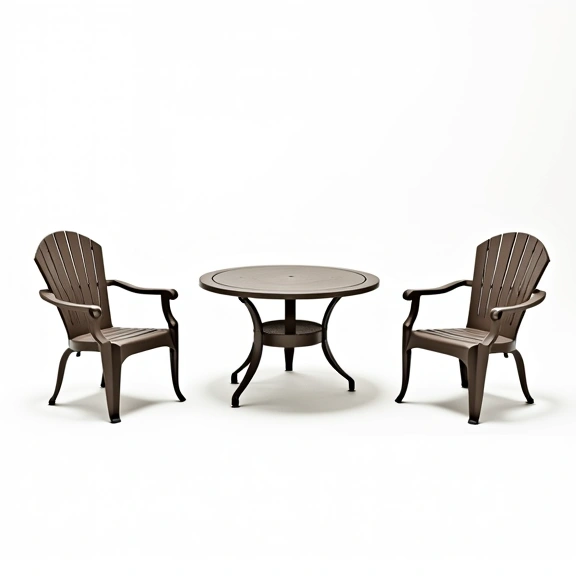 Juego de Jardín Boston | Mesa Redonda 0,75 Ø + 2 Sillones Simples | Fundición de Aluminio