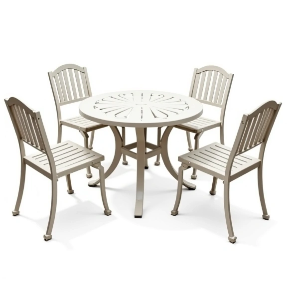 Juego de Living Boston | Mesa Ratona 0,53 m. Ø + 1 Sillón Doble + 2 Sillones Simples | Fundición de Aluminio