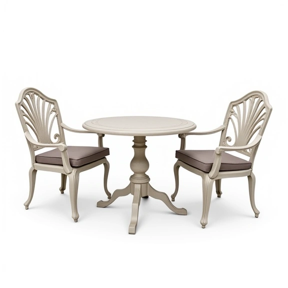 Juego de Living Boston | Mesa Ratona 0,53 m. Ø + 1 Sillón Doble + 2 Sillones Simples | Fundición de Aluminio